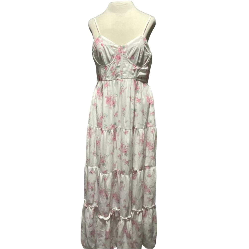 Altar'd State Corset Bodice Maxi  Pink Floral  Zandry Dress M NWOT Wedding Guest - Picture 2 of 15